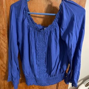 Royal Blue off the shoulder lace long sleeve